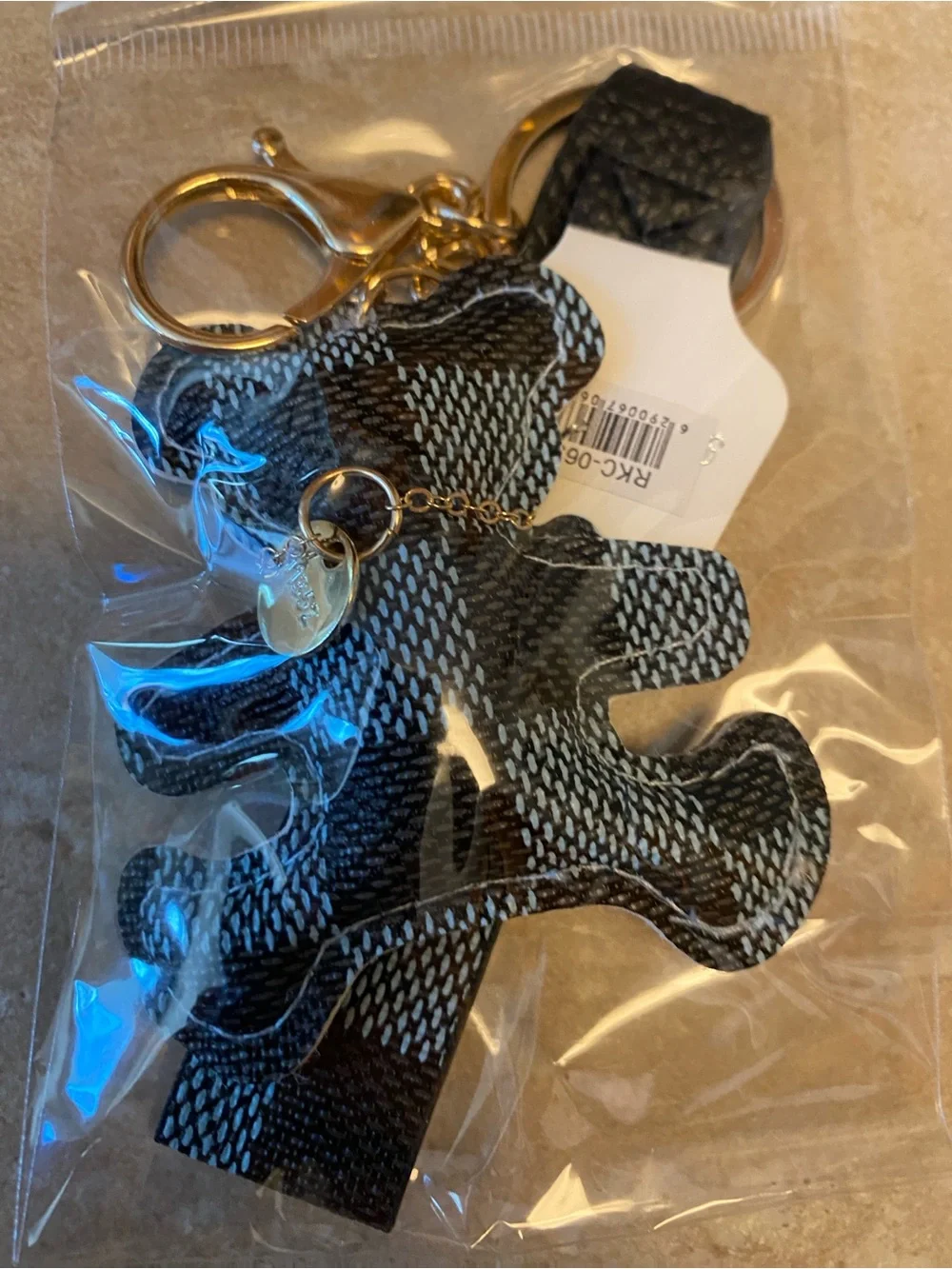Design inspired Patterned Bear bag charms Keychain with Gold Hardware